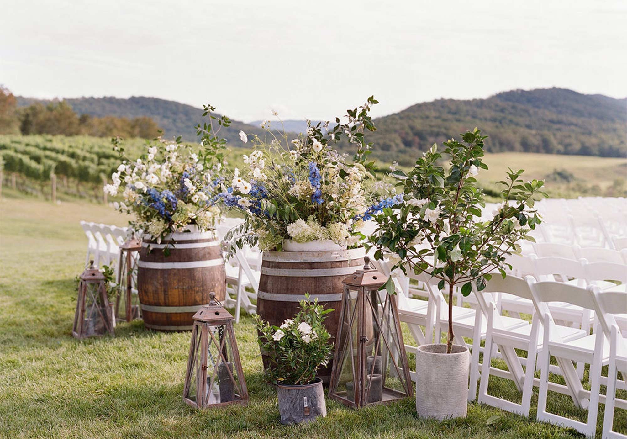 Ceremony Decor, Floral Arrangements, Wedding Flowers, Pippin Hill Wedding, Virginia Wedding, Wedding Decor, Ceremony Decor Ideas, Aisle Decor, Wedding Greenery