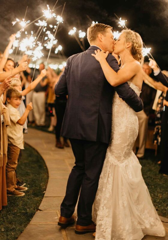 bride groom dance sparklers
