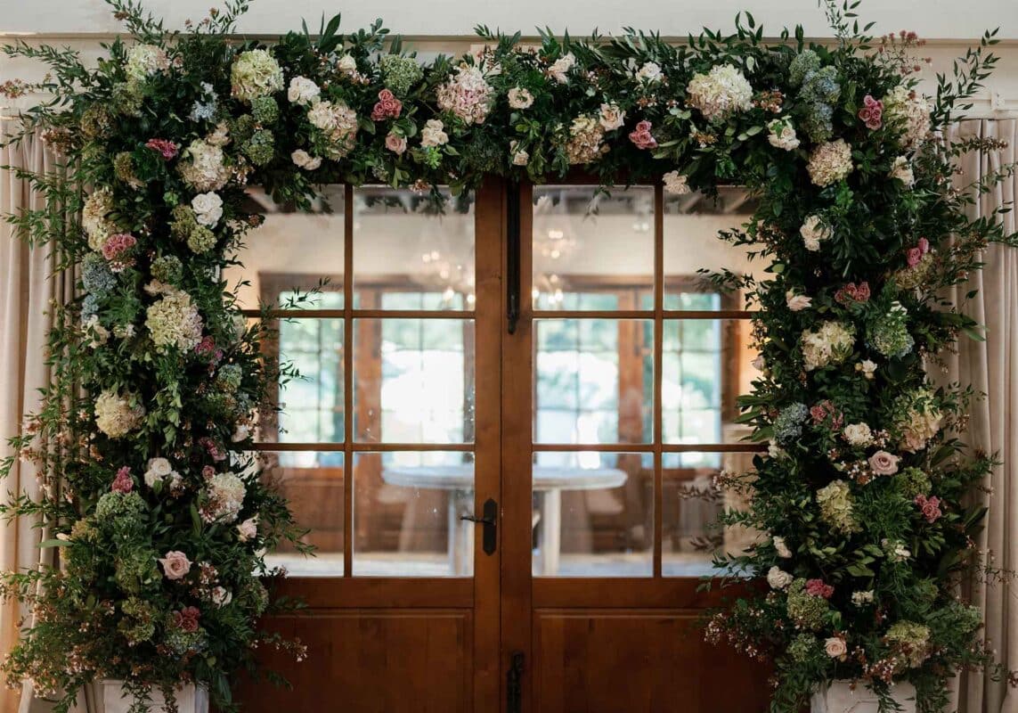 doorway floral arch, fall flowers, fall wedding flowers, pippin hill