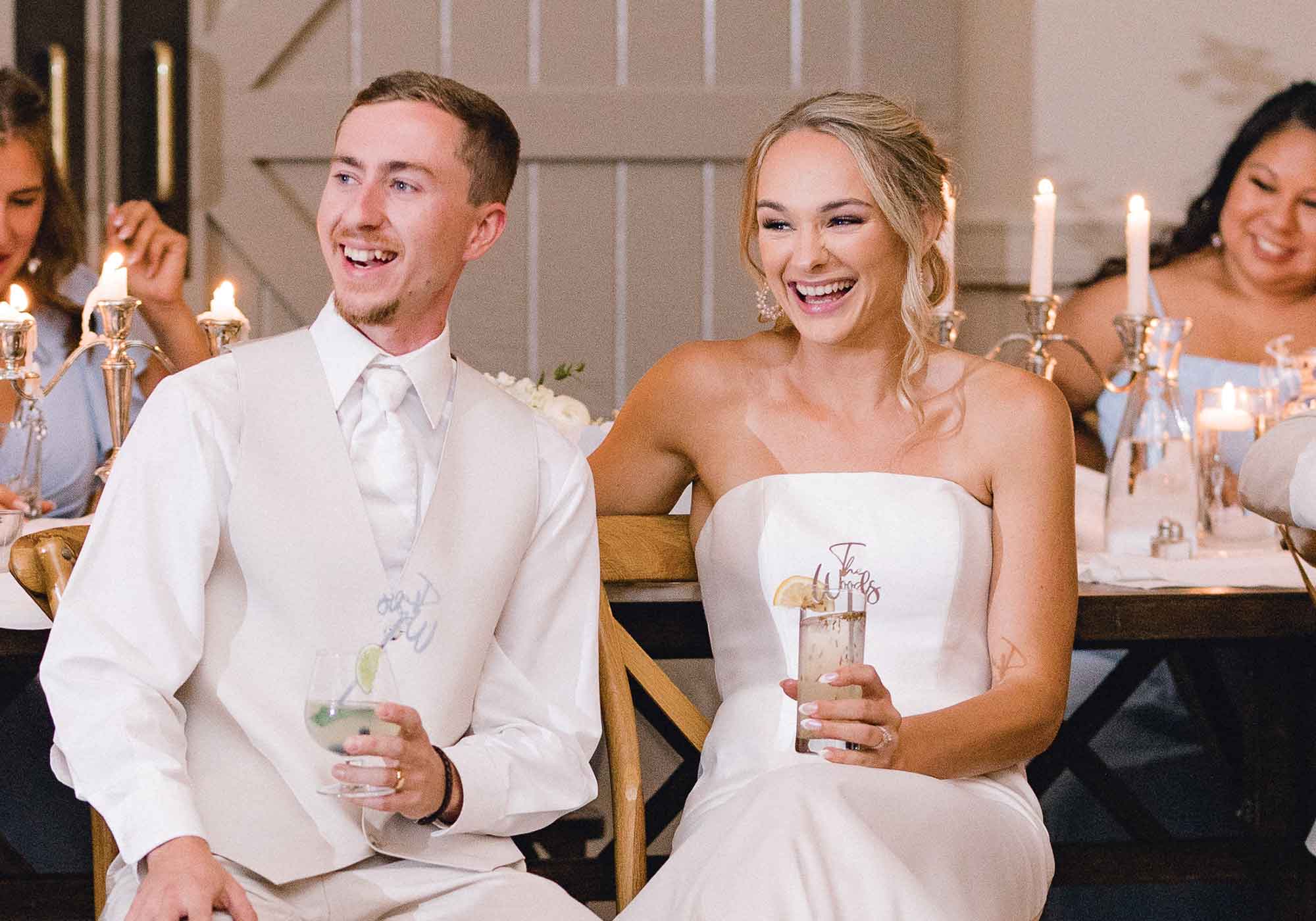 The bride and groom customized cocktails at this Virginia winery wedding
