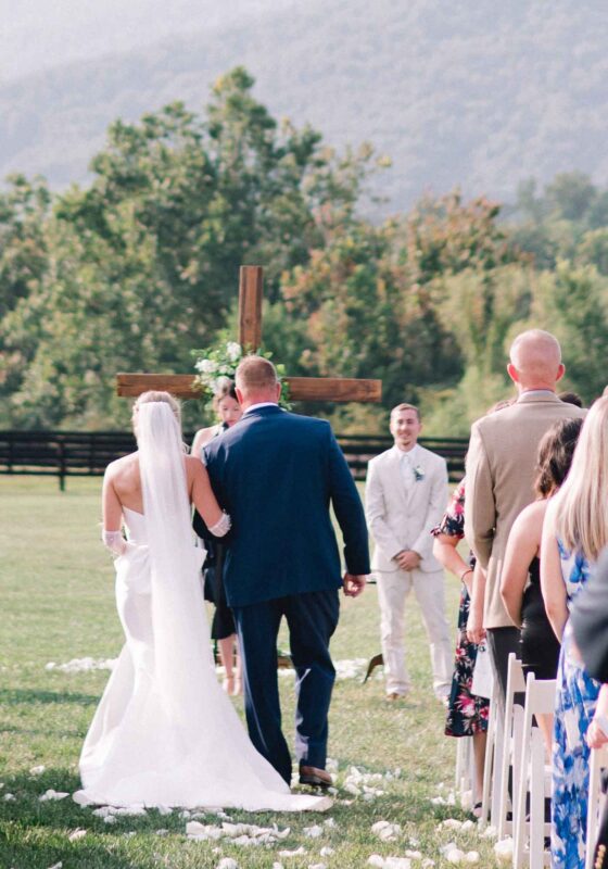 King Family Vineyards was the site of this elegant blue and white wedding.