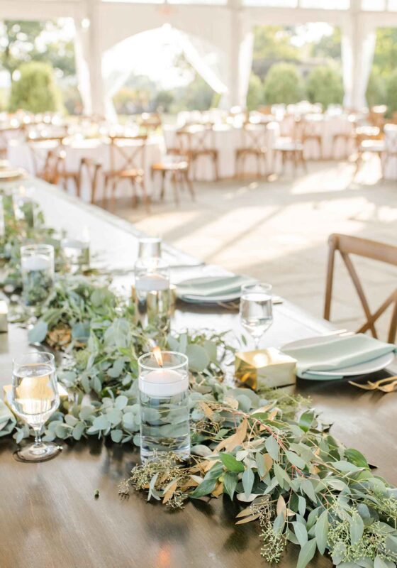 wedding table runner of lush greenery, Kris & Guilherme's Summer Wedding at the Market at Grelen, Image @ Morgan Lee Photography