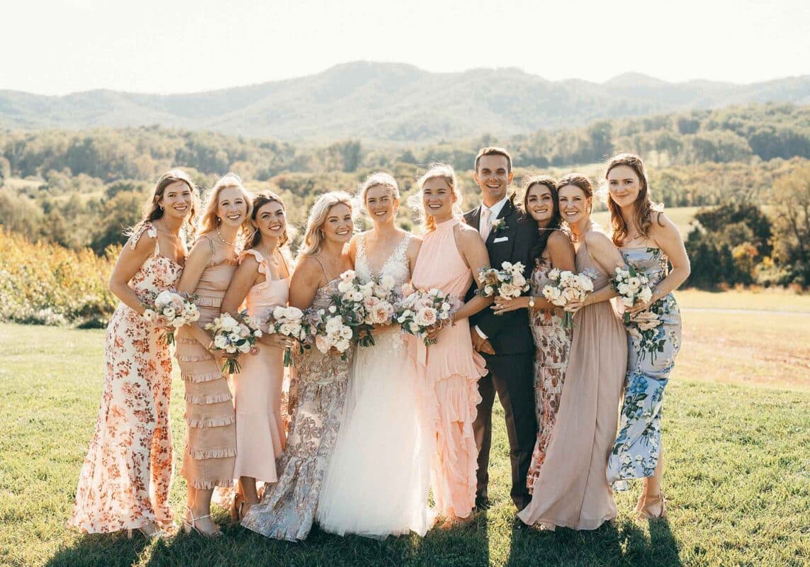 fall wedding, fall wedding flowers, winery wedding, Central Virginia wedding, bridesmaid dress trends