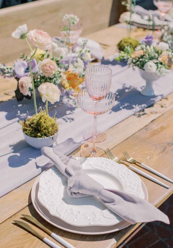 vintage wedding, purple wedding flowers, antique wedding decor, Tea Length Wedding Dress with Pockets, wedding dress with long sleeves, vintage wedding dress