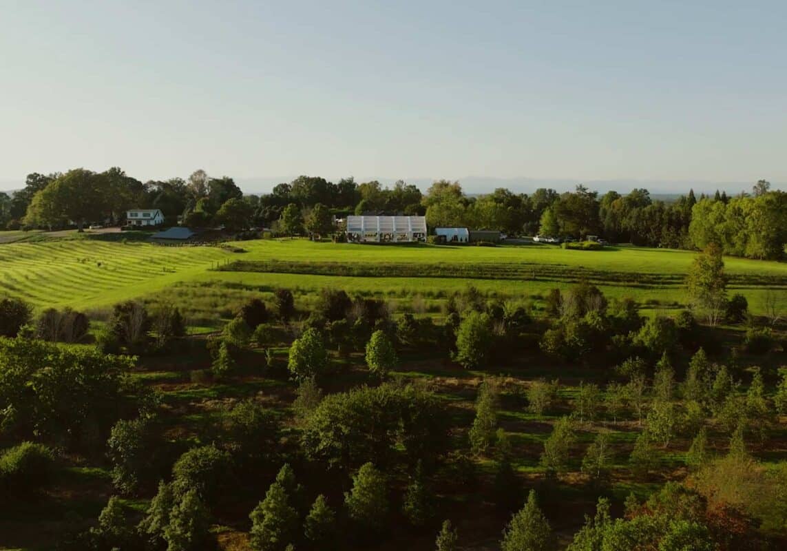 Drone shot of a wedding venue Schornberg Wedding Films