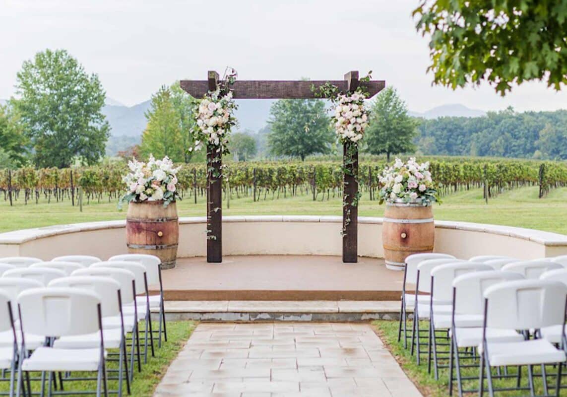 outdoor alter at Afton Mountain vineyards, no people present